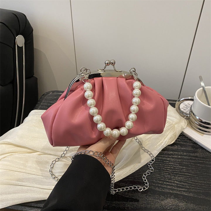 Damen-Handtasche mit eleganter Perlenkette und raffiniertem Rüschendesign Nord Taschen