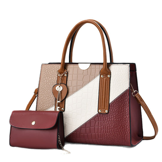 Damen elegante Handtasche mit Krokodilprägung und abnehmbarer Mini-Clutch Nord Taschen