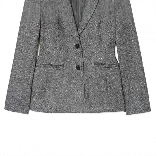 Damen Taillierter Wollmix-Blazer mit Reverskragen und Pattentaschen Nord Taschen