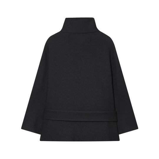 Damen Cape-Mantel mit Stehkragen, Bindegürtel und dekorativen Zierknöpfen Nord Taschen