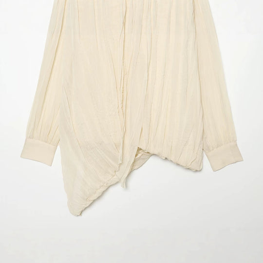 Damen Geraffte Crinkle-Bluse mit Schlauchkragen, Ballonärmeln und gedrehtem Saum Nord Taschen