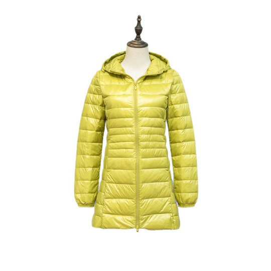 Damen Leicht gesteppte Langjacke mit Kapuze und schlanker Silhouette Nord Taschen