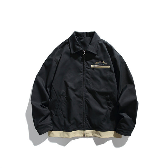 Unisex Boxy-Übergangsblousonjacke mit durchgehendem Reißverschluss, Brustzippertasche und kontrastiertem Rippsaum Nord Taschen