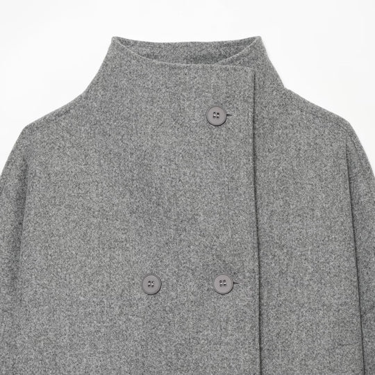 Damen Kurzes Cape-Mantel aus Wollmix mit hohem Stehkragen und doppelreihiger Knopfleiste Nord Taschen