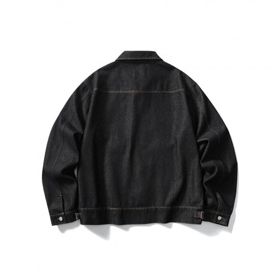 Unisex Kastige Denim-Blousonjacke mit durchgehendem Reißverschluss, Hemdkragen und aufgesetzten Eingrifftaschen Nord Taschen