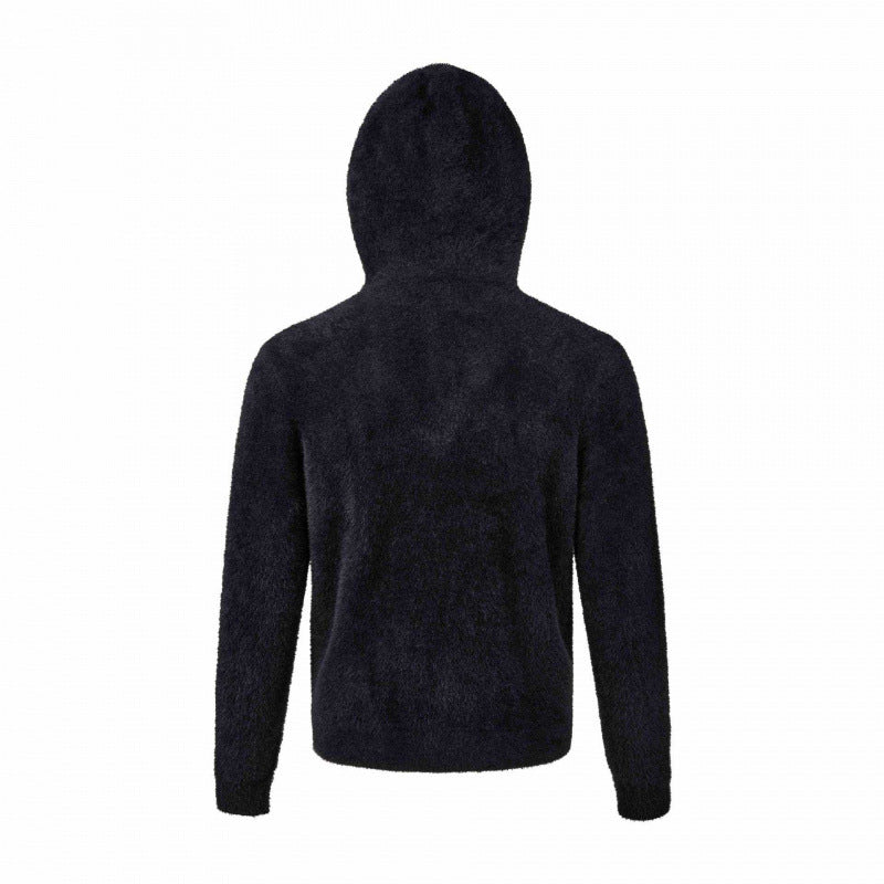 Damen Kapuzen-Fleecejacke aus Teddystoff mit Leopardenmuster und Reißverschluss Nord Taschen