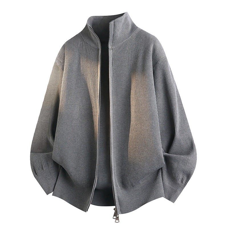 Unisex Lockerer Strick-Blouson mit Ballonärmeln, Waffelrippenstruktur und Zweiwege-Reißverschluss Nord Taschen