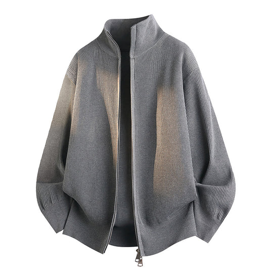Unisex Lockerer Strick-Blouson mit Ballonärmeln, Waffelrippenstruktur und Zweiwege-Reißverschluss Nord Taschen