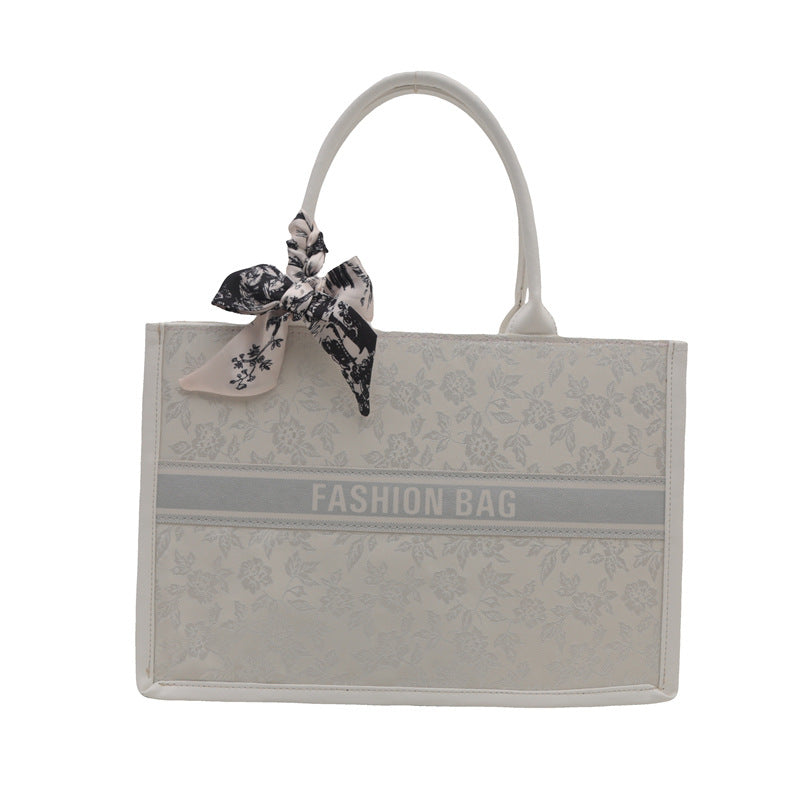 Damen modische Tragetasche mit floralem Muster und dekorativem Halstuch Nord Taschen