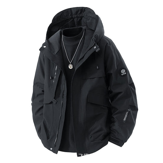 Herren Minimalistischer Urban‑Softshell‑Parka mit verdeckten Utility‑Taschen und verstellbarer Kapuze Nord Taschen