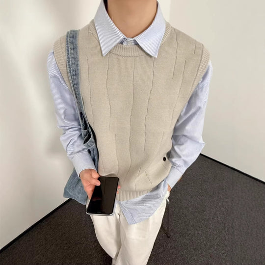 Unisex Stylischer Strickpullover ohne Ärmel Nord Taschen