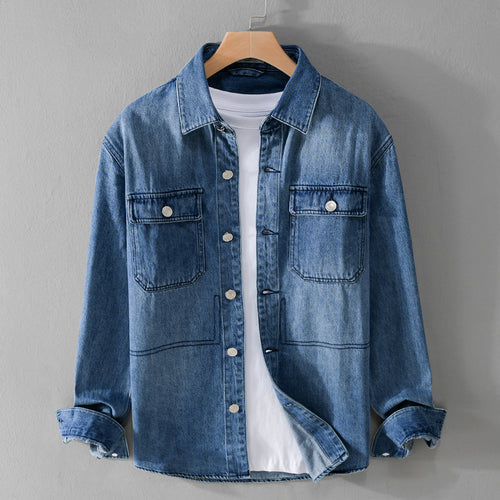 Herren Denim-Utility-Hemdjacke mit Brusttaschen und legerer Passform Nord Taschen
