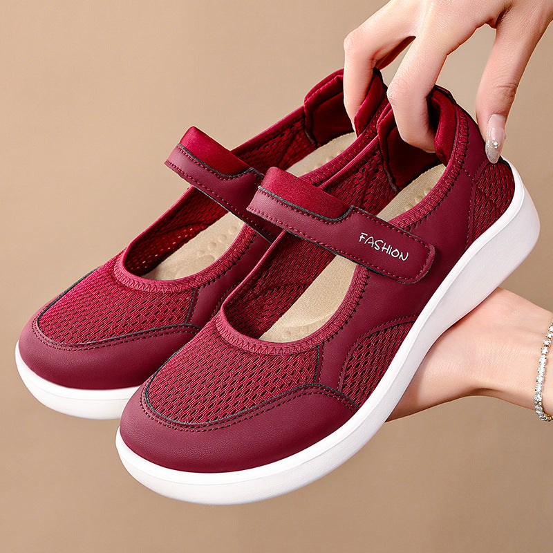 Damen Atmungsaktive Fitness-Sneaker mit verstellbarem Klettverschluss