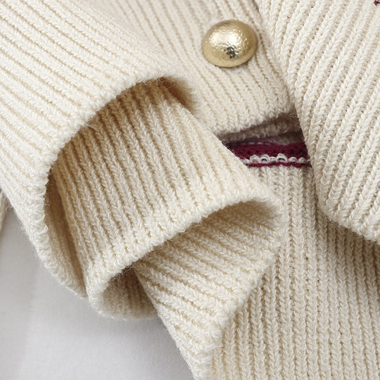 Damen Leichter Streifen-Cardigan aus Baumwollmix mit Perlmutt-Druckknöpfen und Rippbündchen Nord Taschen