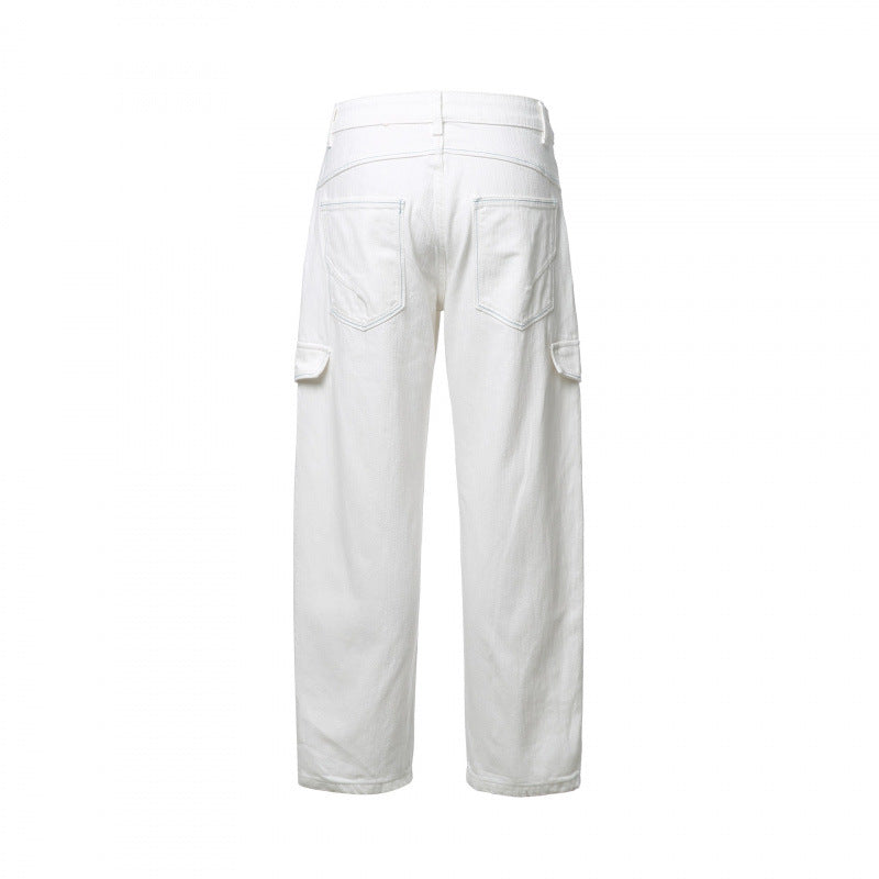 Damen Hochtaillierte Cargo-Hose entspannte Passform mit Klappentaschen und rohem Saum Nord Taschen