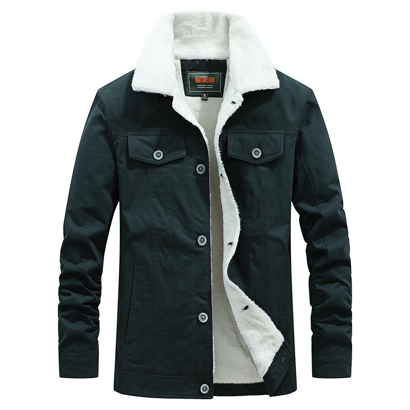 Herren Canvas-Truckerjacke mit wärmender Teddyfleece-Innenfütterung und klassischem Hemdkragen Nord Taschen