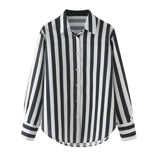 Damen elegante Bluse mit modernem Streifenmuster und klassischem Kragen