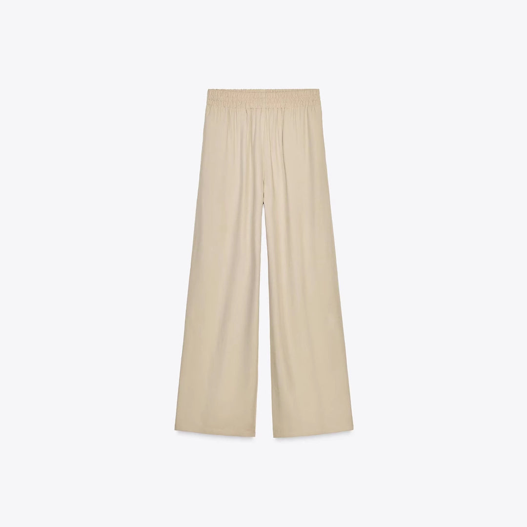 Damen Weiche Jersey-Palazzohose mit elastischem Bund und weitem Bein Nord Taschen