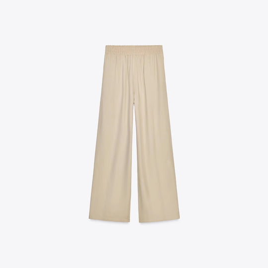 Damen Weiche Jersey-Palazzohose mit elastischem Bund und weitem Bein Nord Taschen