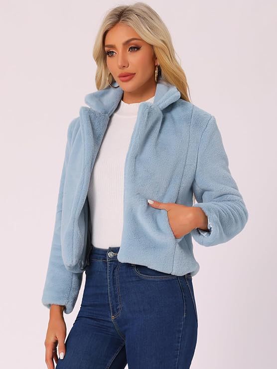 Damen Kurzblouson aus samtigem Faux‑Fur mit fallendem Revers und figurfreundlichem Cropped‑Schnitt Nord Taschen