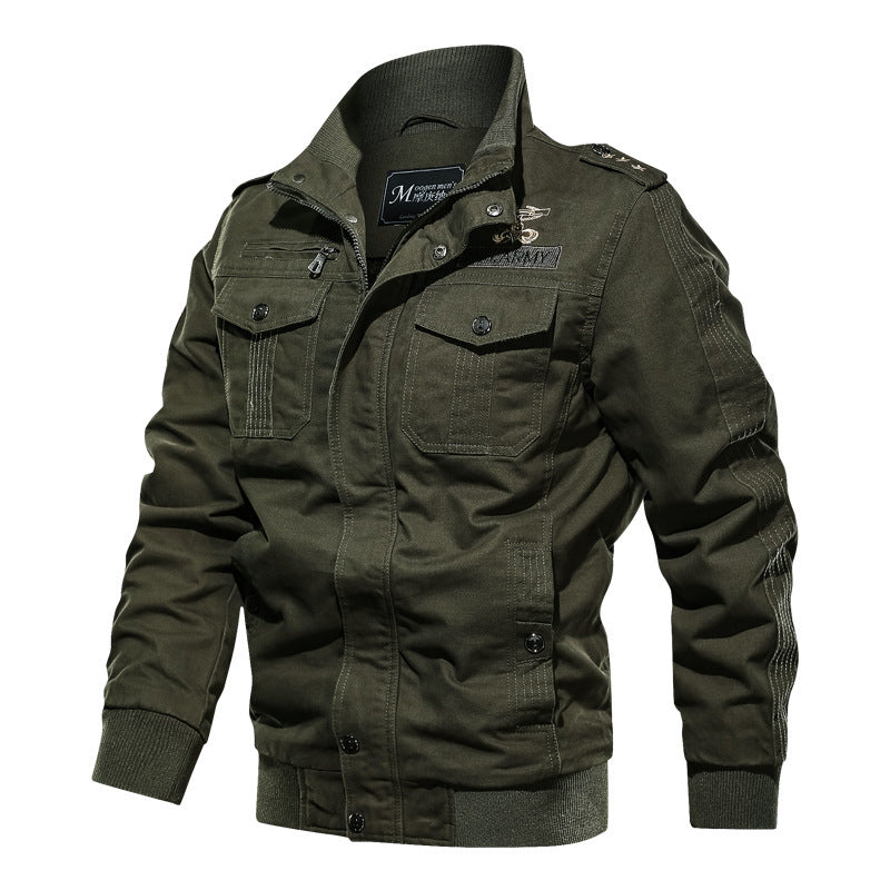 Herren Militärinspirierte Canvas‑Fieldjacke mit Epauletten, Brustpattentaschen und Rippbündchen Nord Taschen