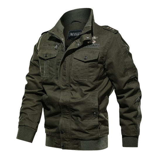 Herren Militärinspirierte Canvas‑Fieldjacke mit Epauletten, Brustpattentaschen und Rippbündchen Nord Taschen
