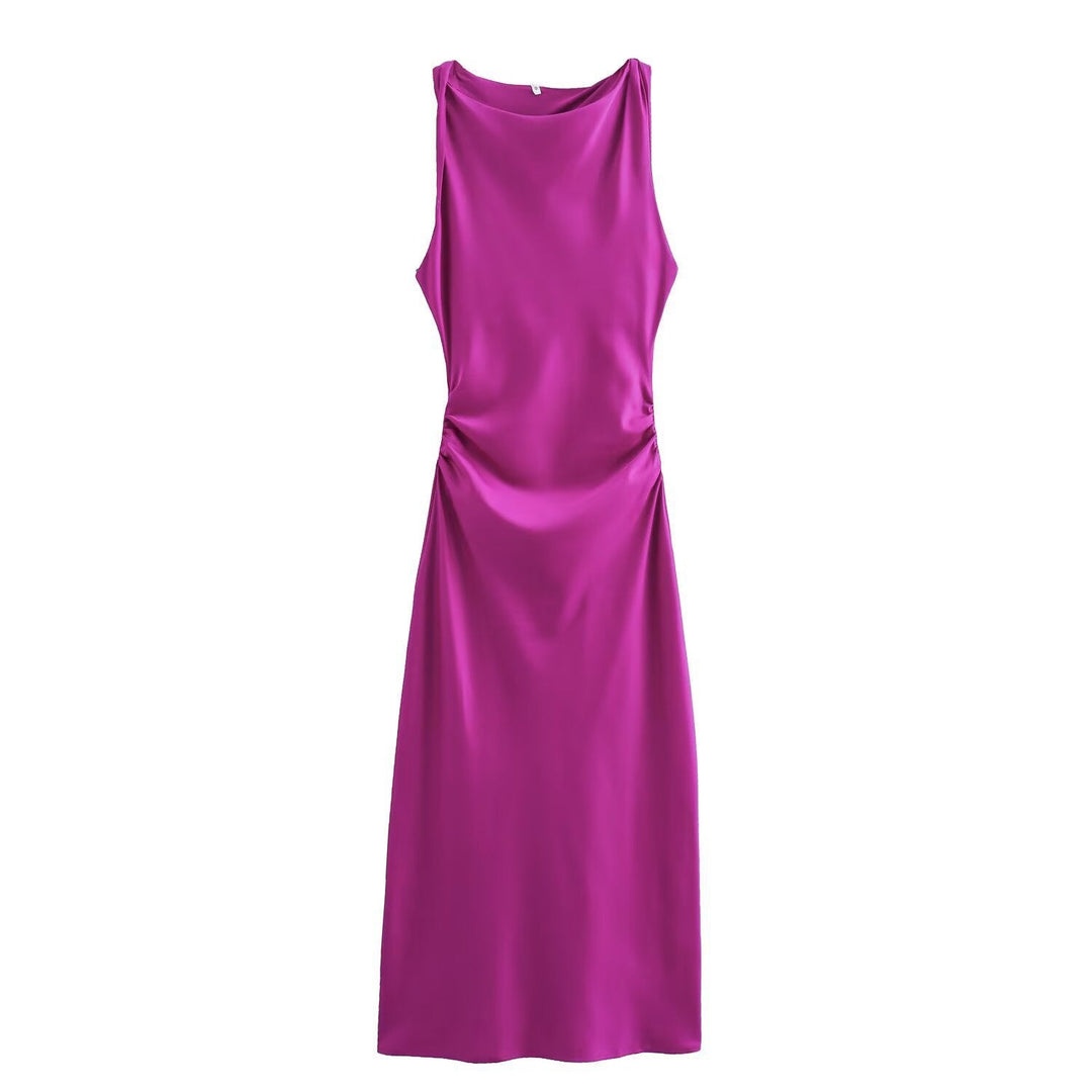 Damen elegantes Sommerkleid mit fließendem Schnitt und charmanten Rüschendetails