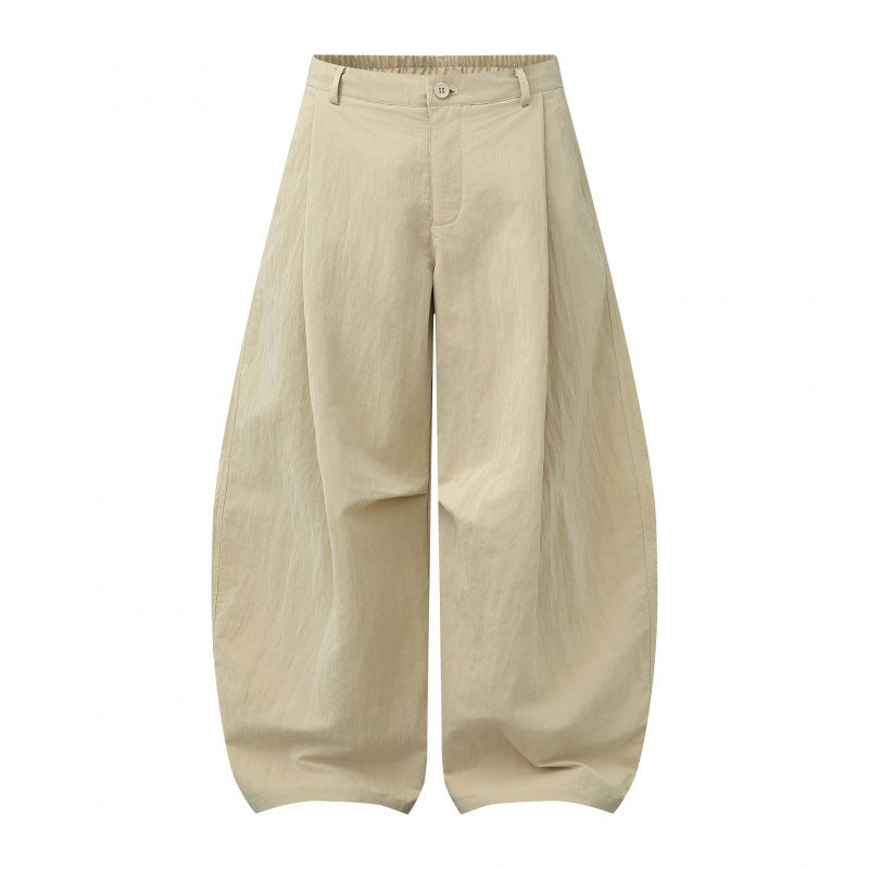 Damen Weite Ballonhose aus Baumwollmischung mit hohem Bund und elastischem Rückengummi Nord Taschen