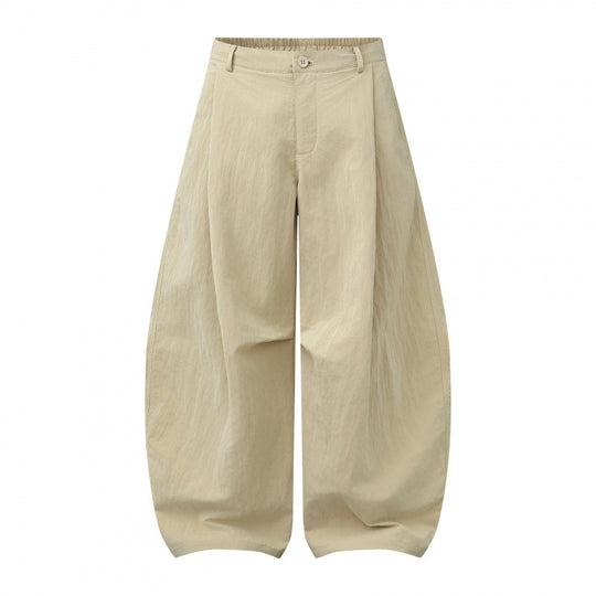 Damen Weite Ballonhose aus Baumwollmischung mit hohem Bund und elastischem Rückengummi Nord Taschen
