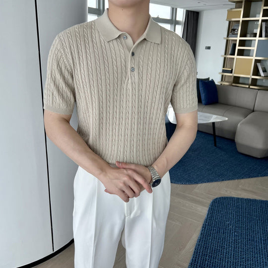 Herren Modisches Kurzarmstrickpoloshirt Nord Taschen