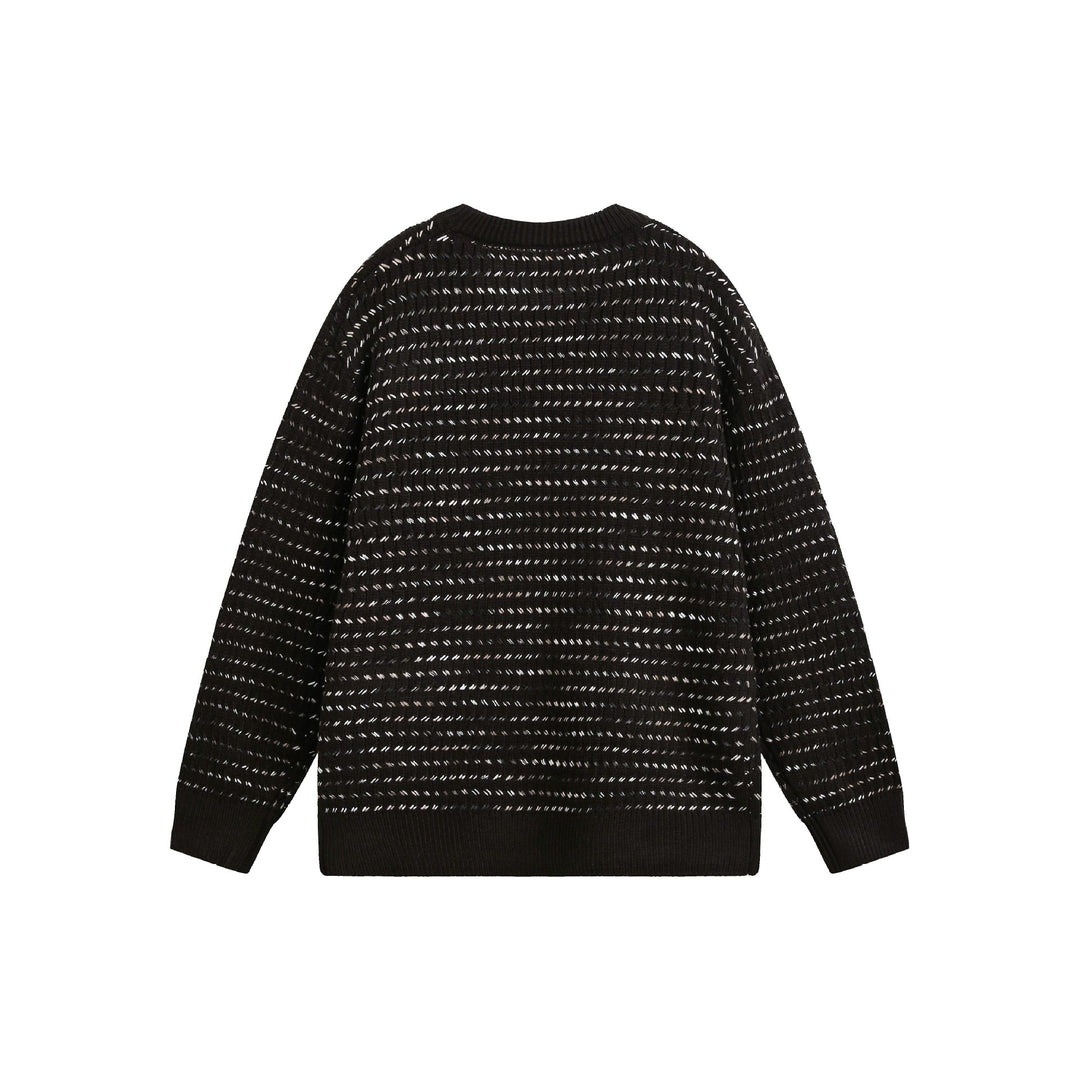 Damen Grobgestrickter Oversize-Pullover mit Rundhalsausschnitt und Strukturstreifen Nord Taschen