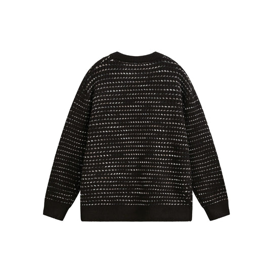Damen Grobgestrickter Oversize-Pullover mit Rundhalsausschnitt und Strukturstreifen Nord Taschen