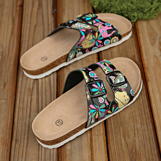 Damen modische Zehentrenner-Sandalen mit floralem Design und anatomischem Fußbett Nord Taschen