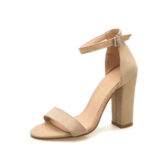 Damen elegante High Heel Sandalen mit breitem Riemen und Blockabsatz - Arvani