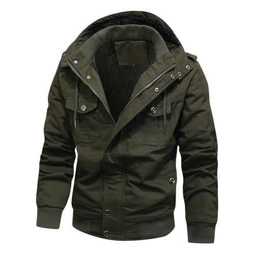 Herren Kapuzen-Canvasjacke mit Teddyfutter und Utility-Taschen Nord Taschen