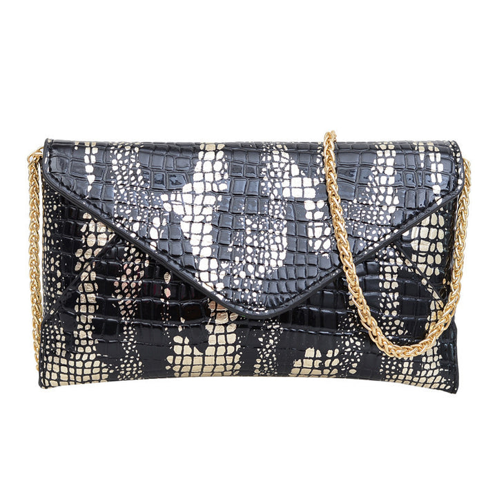 Damen Glamouröse Clutch-Tasche mit Kroko-Prägung und goldenen Akzenten Nord Taschen