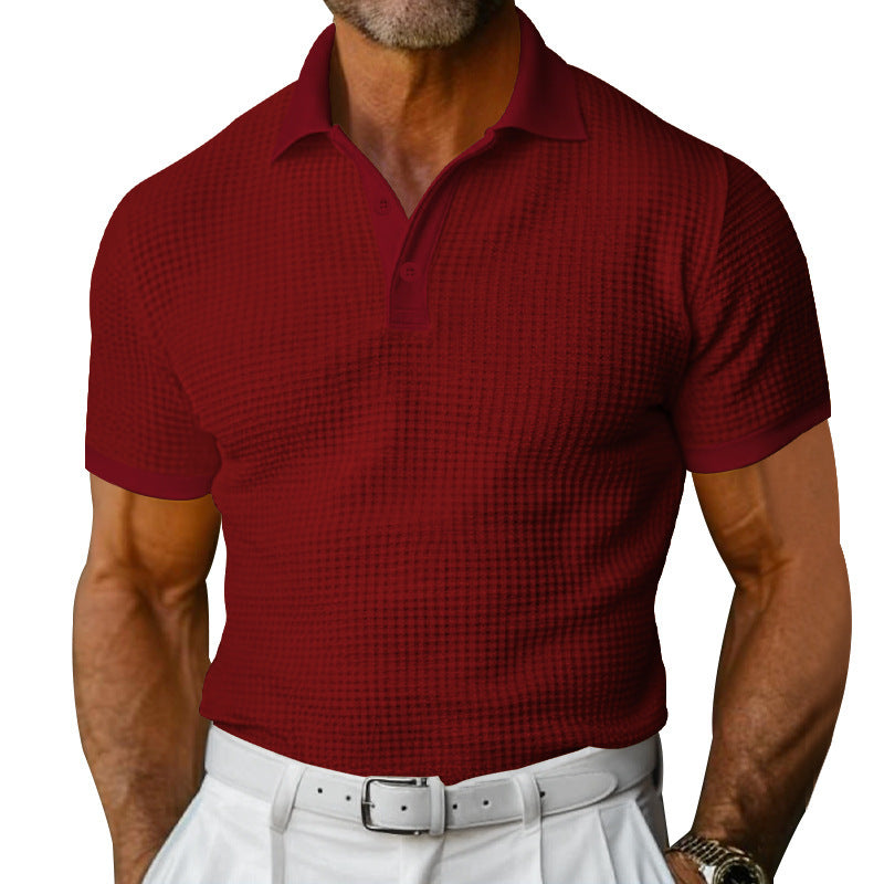 Herren nan strukturiertes Piqué-Poloshirt aus Baumwollmischung mit verstärktem Polokragen