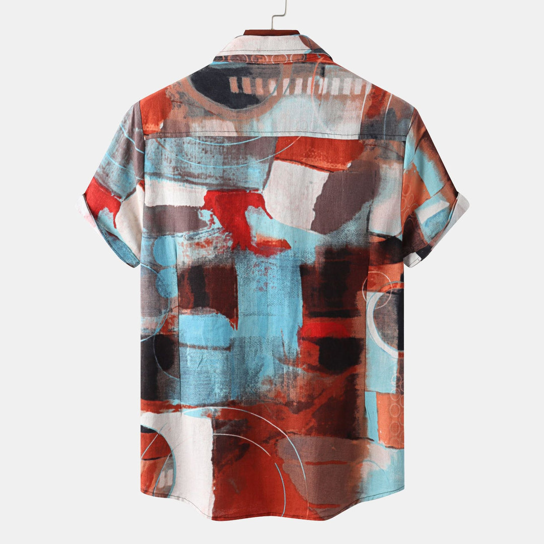 Herren Kurzarmhemd mit kreativem Abstract-Design Nord Taschen