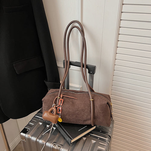 Damen elegante Umhängetasche aus weich strukturiertem Wildleder Nord Taschen