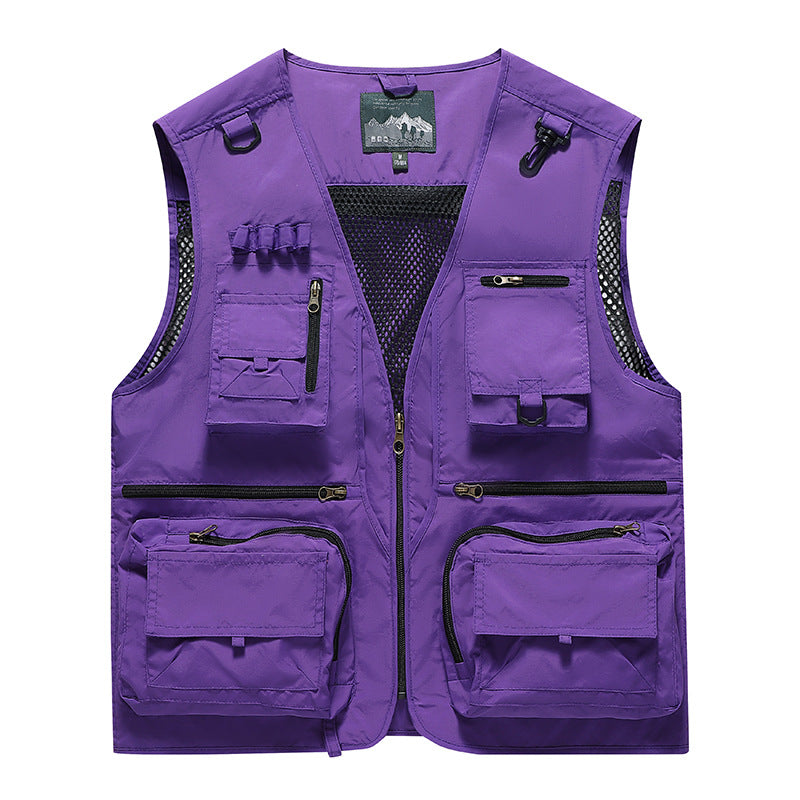 Herren Multifunktionale Cargo-Utility-Weste mit zahlreichen Reißverschlussfächern und D-Ringen Nord Taschen