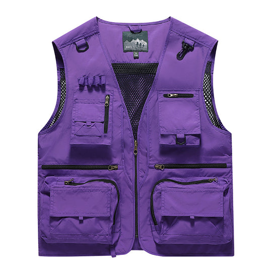 Herren Multifunktionale Cargo-Utility-Weste mit zahlreichen Reißverschlussfächern und D-Ringen Nord Taschen