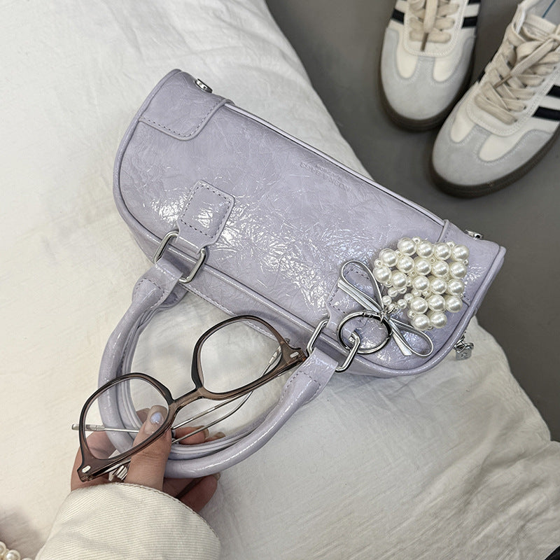 Damen Henkeltasche mit strukturiertem hochglänzendem Finish und verstellbarem Schulterriemen Nord Taschen