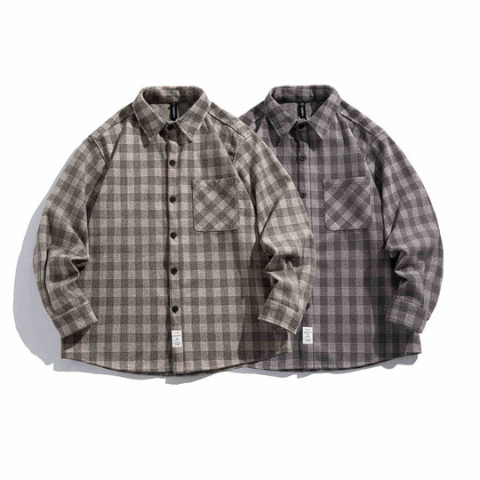 Herren Karierte Hemdjacke aus Wollmischung mit Overshirt-Schnitt und aufgesetzter Brusttasche Nord Taschen