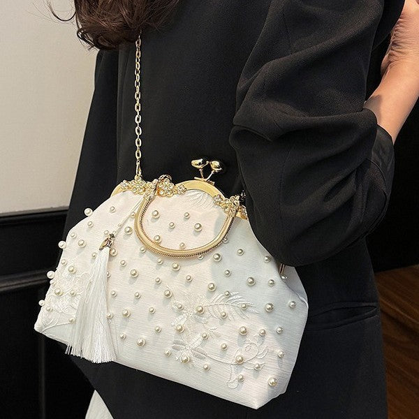 Damen elegante Clutch-Tasche mit luxuriösen Perlenverzierungen Nord Taschen