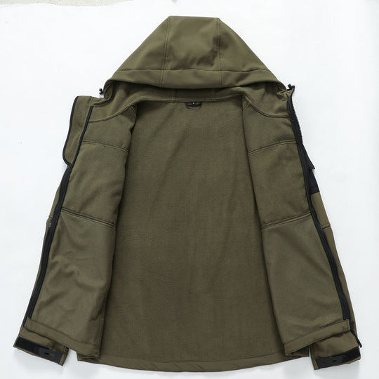 Herren Softshell-Tactical Jacke mit Fleece-Innenfutter, Kapuze und Multifunktionstaschen Nord Taschen