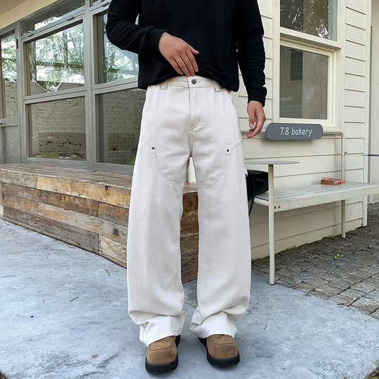 Herren Lockere Cargo-Hose mit weitem Bein und aufgesetzten Rundtaschen Nord Taschen