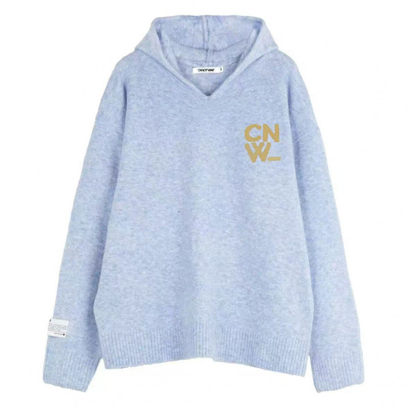 Unisex Oversized Kapuzenpullover mit V-Ausschnitt aus Feinstrick und Logo-Stick Nord Taschen