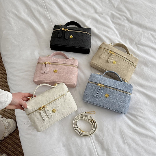 Damen elegante Umhängetasche mit strukturiertem Steppdesign und goldenen Akzenten Nord Taschen