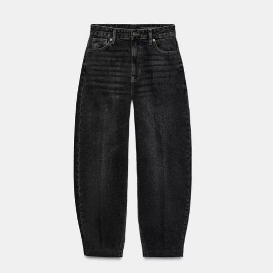 Damen Hochtaillierte Baggy-Jeans mit weitem Bein und klassischer Taschenlösung Nord Taschen