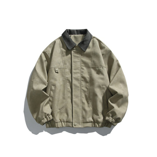 Herren Boxy-Canvas-Blousonjacke mit Cordkragen und elastischem Saum Nord Taschen